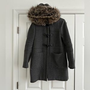 BCBGeneration Pea Coat with Faux Fur Hood